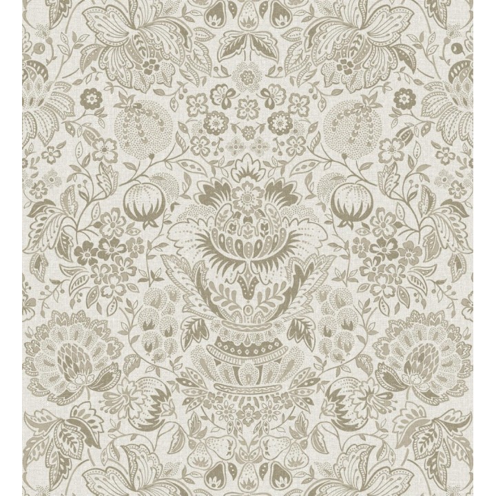 Papel pintado granadas y jarrones color beige lino - Sabine Deft 683734