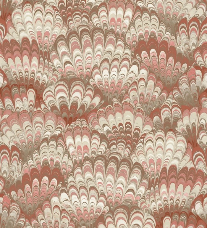 Papel pintado caleidoscopio de ondas tonos rojizos - Bloomsbury 683736