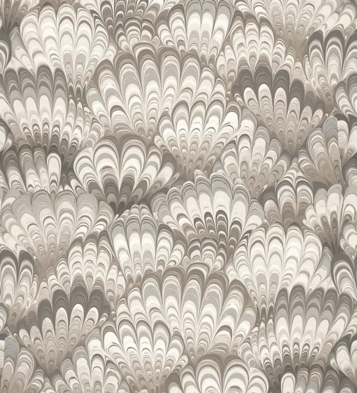 Papel pintado caleidoscopio de ondas tonos gris visón - Bloomsbury 683738