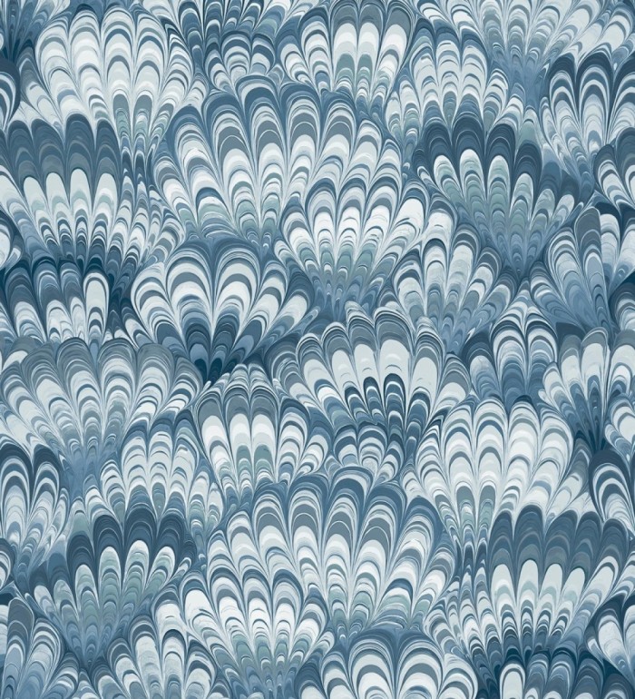 Papel pintado caleidoscopio de ondas tonos azules - Bloomsbury 683739