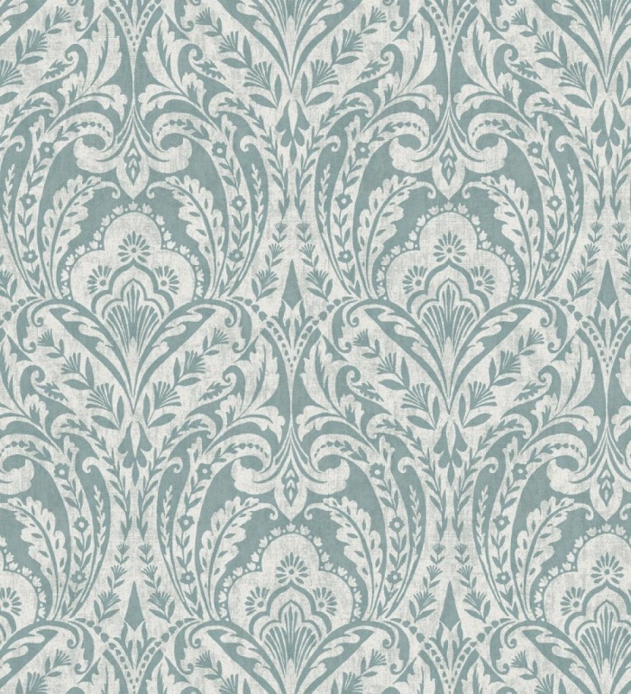 Papel pintado damasco étnico desgastado tonos verde agua - Clarendon Heritage 683740