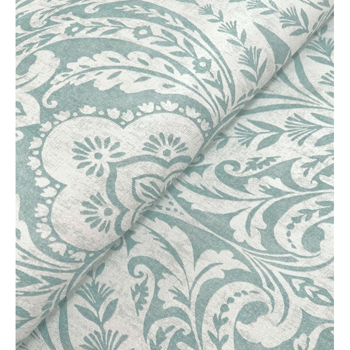 Papel pintado damasco étnico desgastado tonos verde agua - Clarendon Heritage 683740