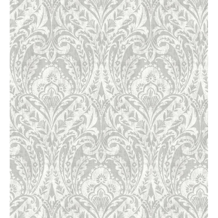 Papel pintado damasco étnico desgastado tonos gris visón - Clarendon Heritage 683741