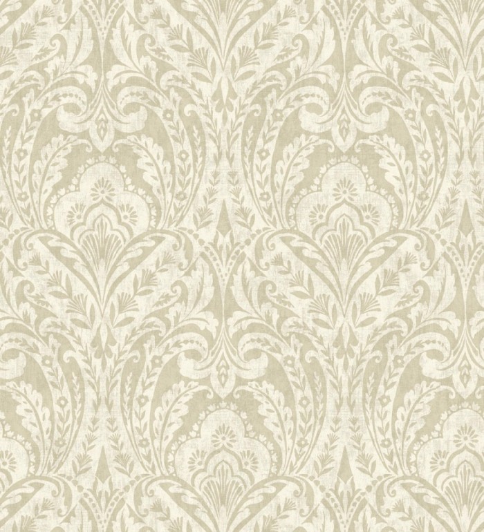 Papel pintado damasco étnico desgastado tonos beige tostado - Clarendon Heritage 683742