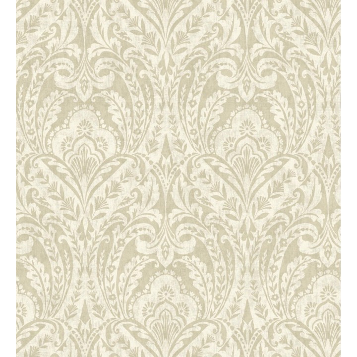 Papel pintado damasco étnico desgastado tonos beige tostado - Clarendon Heritage 683742