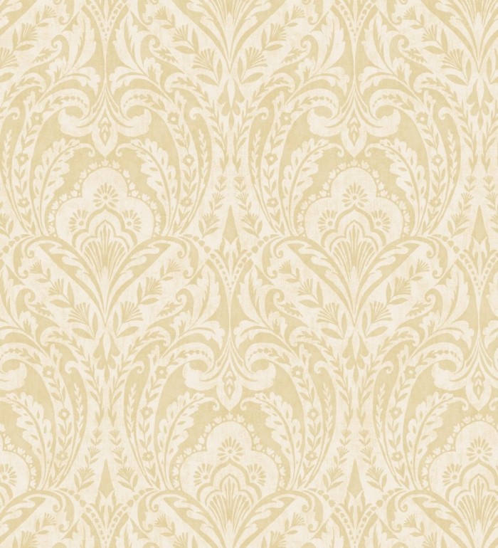 Papel pintado damasco étnico desgastado tonos amarillo mostaza - Clarendon Heritage 683743