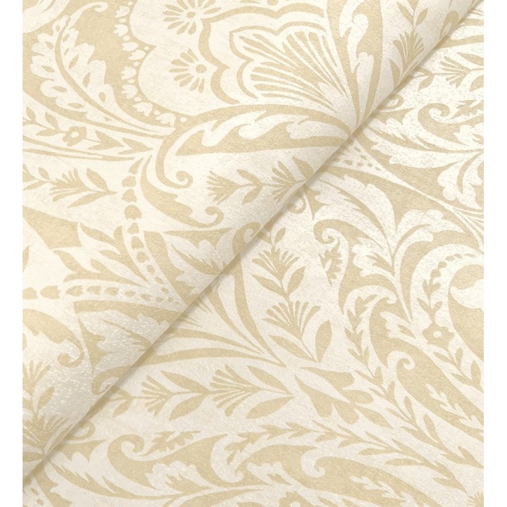 Papel pintado damasco étnico desgastado tonos amarillo mostaza - Clarendon Heritage 683743