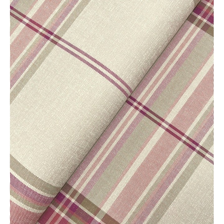 Papel pintado de cuadros escoceses con textura textil tonos magenta y verde - Edinburgh Glencheck 683745