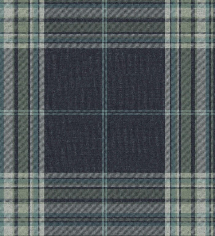 Papel pintado de cuadros escoceses con textura textil tonos azules y verdes - Edinburgh Glencheck 683746