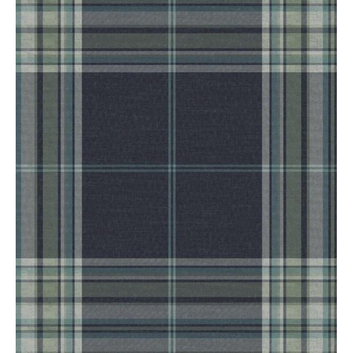 Papel pintado de cuadros escoceses con textura textil tonos azules y verdes - Edinburgh Glencheck 683746