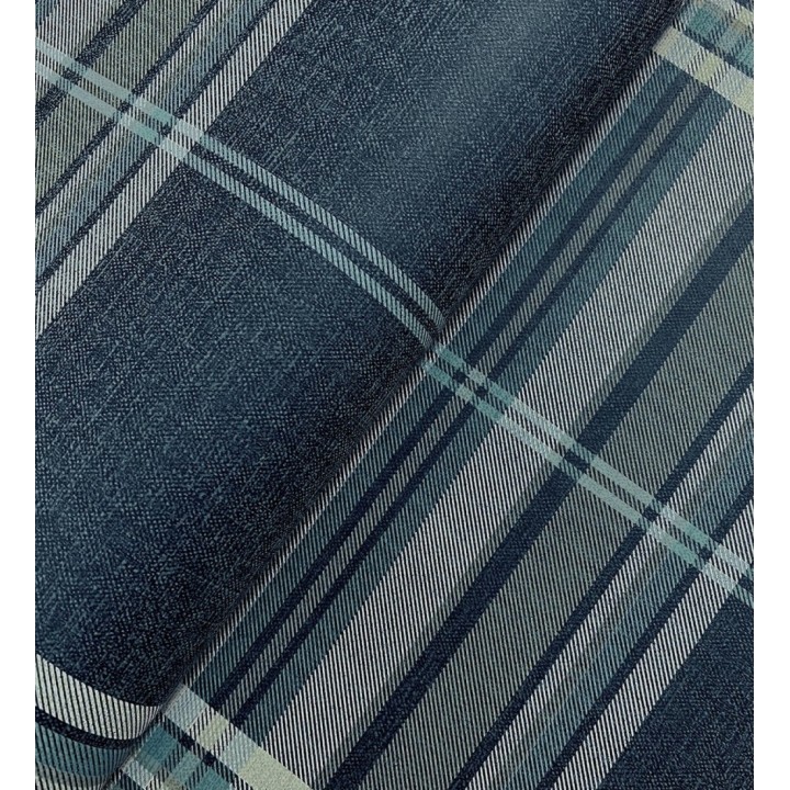 Papel pintado de cuadros escoceses con textura textil tonos azules y verdes - Edinburgh Glencheck 683746