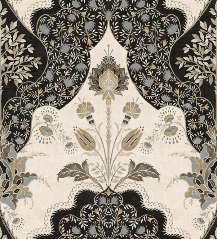 Papel pintado jardín teatral otomano fondo negro - Stowe Lacework 683749