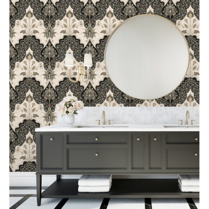 Papel pintado jardín teatral otomano fondo negro - Stowe Lacework 683749