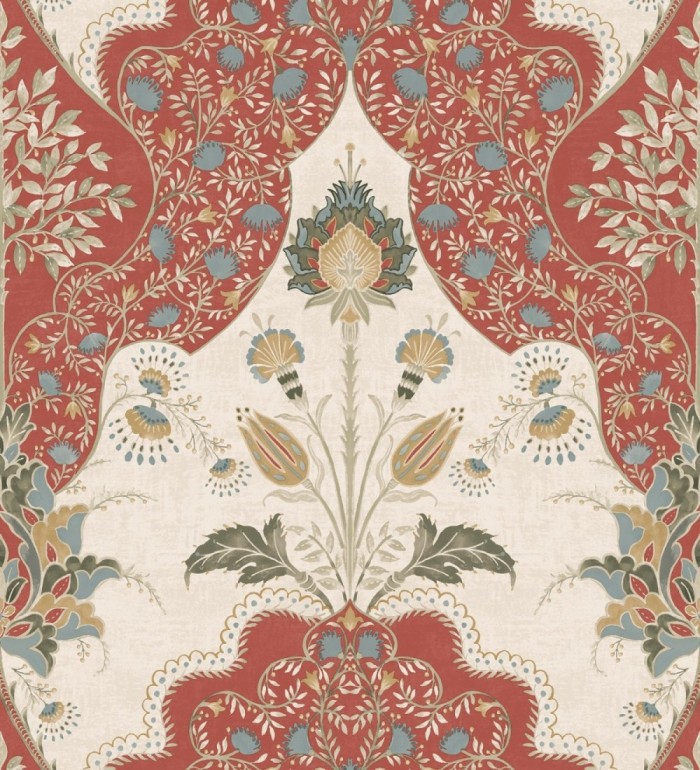 Papel pintado jardín teatral otomano fondo rojo - Stowe Lacework 683750