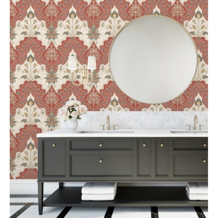 Papel pintado jardín teatral otomano fondo rojo - Stowe Lacework 683750