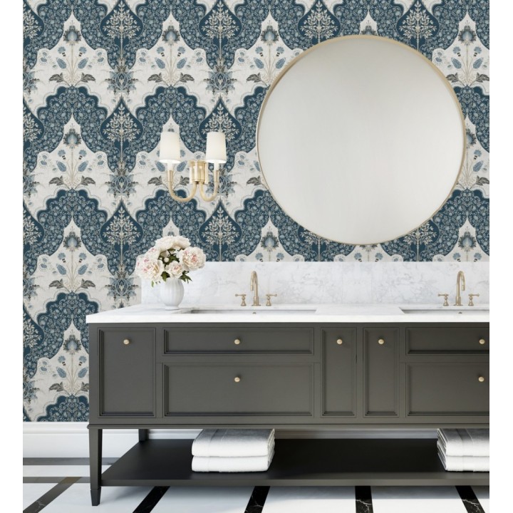 Papel pintado jardín teatral otomano fondo azul - Stowe Lacework 683752