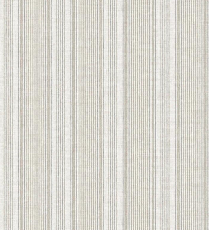 Papel pintado rayas lino gris piedra y arena - Kensington Pinstripe 683754