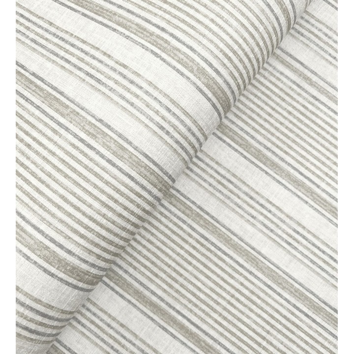 Papel pintado rayas lino gris piedra y arena - Kensington Pinstripe 683754