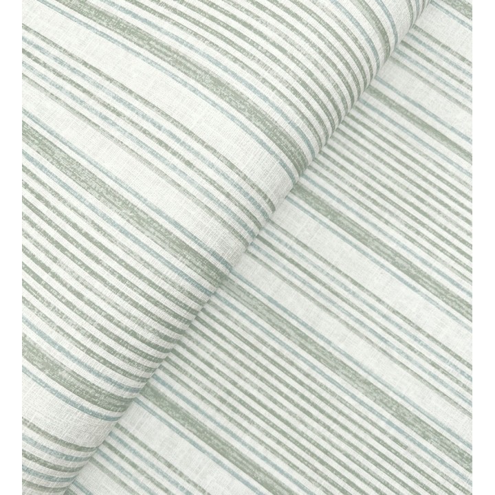 Papel pintado rayas lino verde salvia y azul suave - Kensington Pinstripe 683755