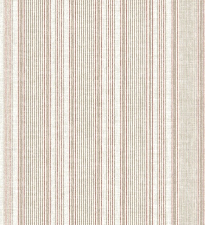 Papel pintado rayas lino terracota y beige cálido - Kensington Pinstripe 683756