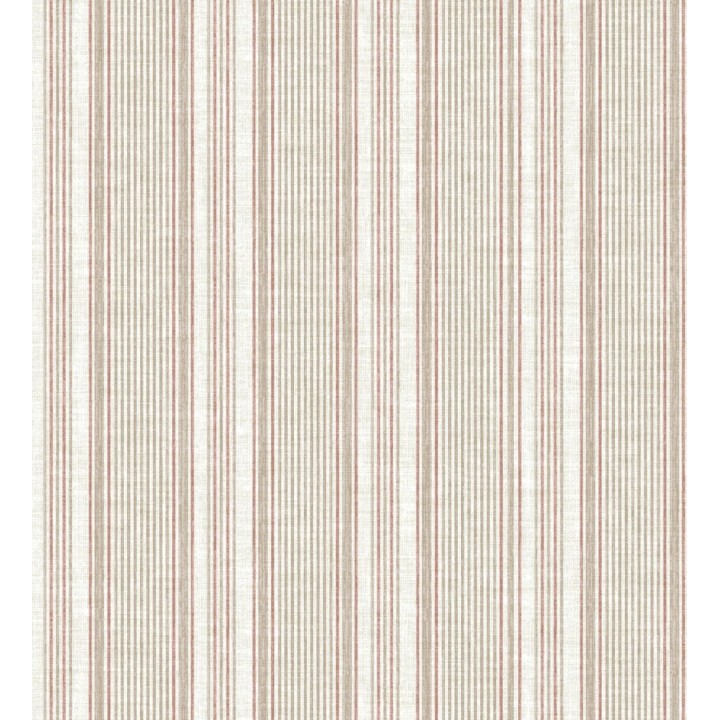 Papel pintado rayas lino terracota y beige cálido - Kensington Pinstripe 683756