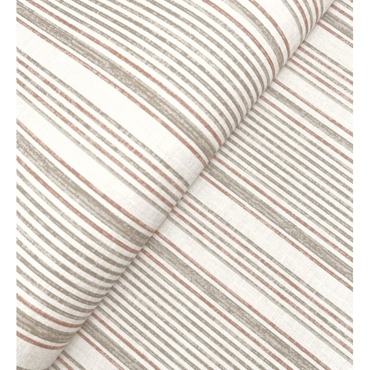 Papel pintado rayas lino terracota y beige cálido - Kensington Pinstripe 683756