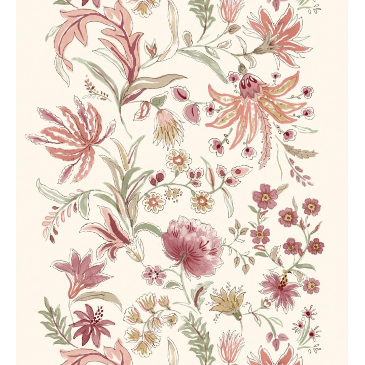 Papel pintado flores acuarela con colores burdeos y rosa - Giverny Painterly 683757