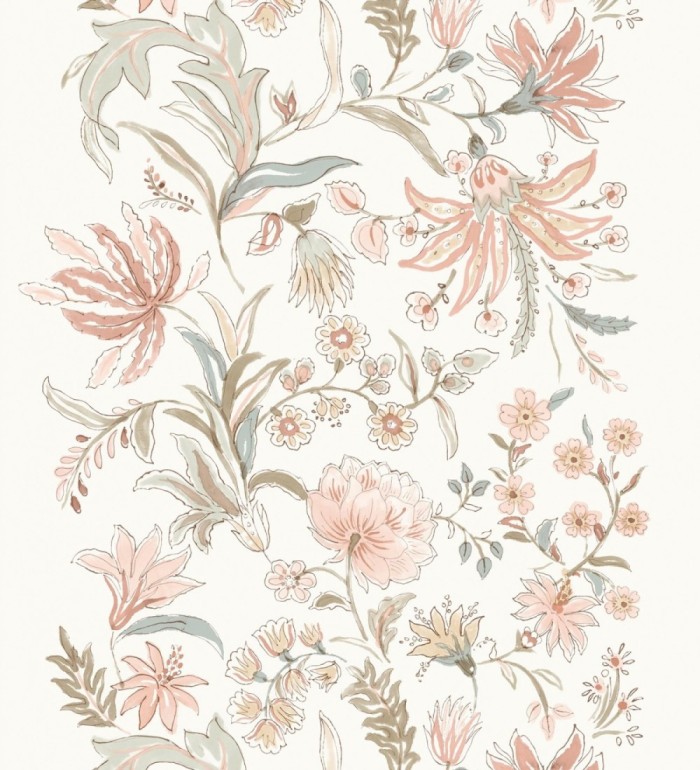 Papel pintado flores acuarela con colores terracota y salvia - Giverny Painterly 683759