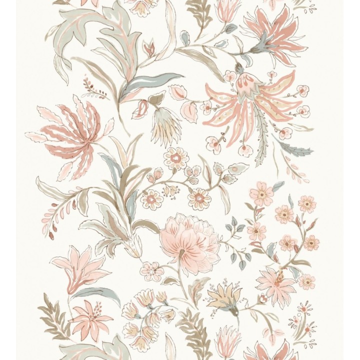 Papel pintado flores acuarela con colores terracota y salvia - Giverny Painterly 683759