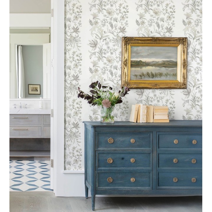 Papel pintado flores acuarela con colores beige y visón - Giverny Painterly 683760