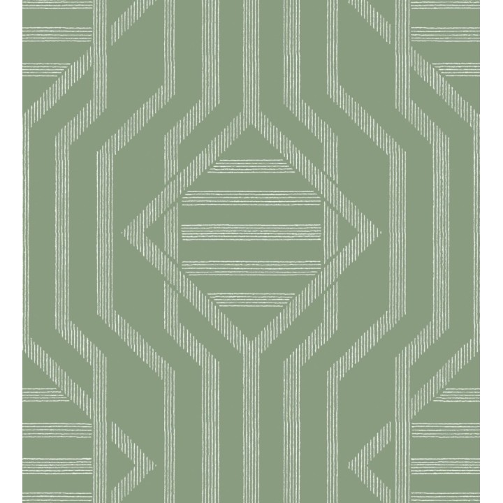 Papel pintado laberinto pictórico verde salvia - Cambridge Symmetry 683761