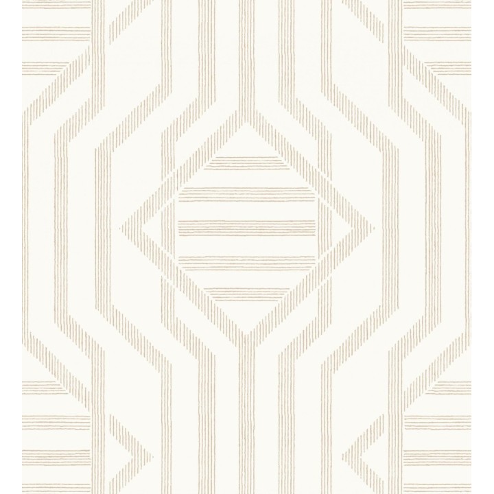 Papel pintado laberinto pictórico color arena - Cambridge Symmetry 683764