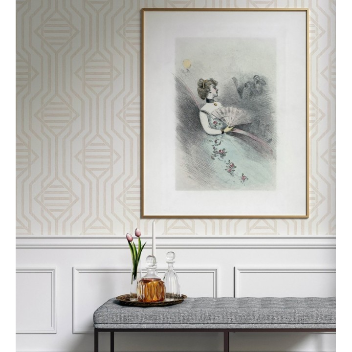 Papel pintado laberinto pictórico color arena - Cambridge Symmetry 683764