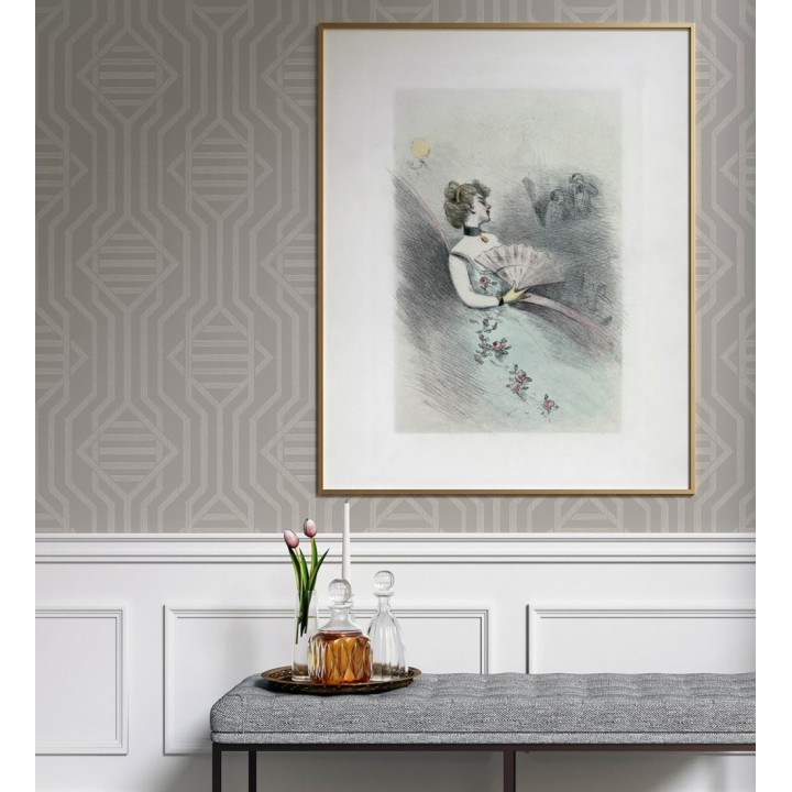 Papel pintado laberinto pictórico fondo rosa - Cambridge Symmetry 683765