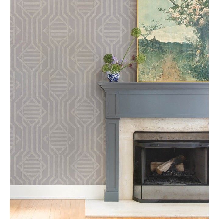 Papel pintado laberinto pictórico fondo rosa - Cambridge Symmetry 683765