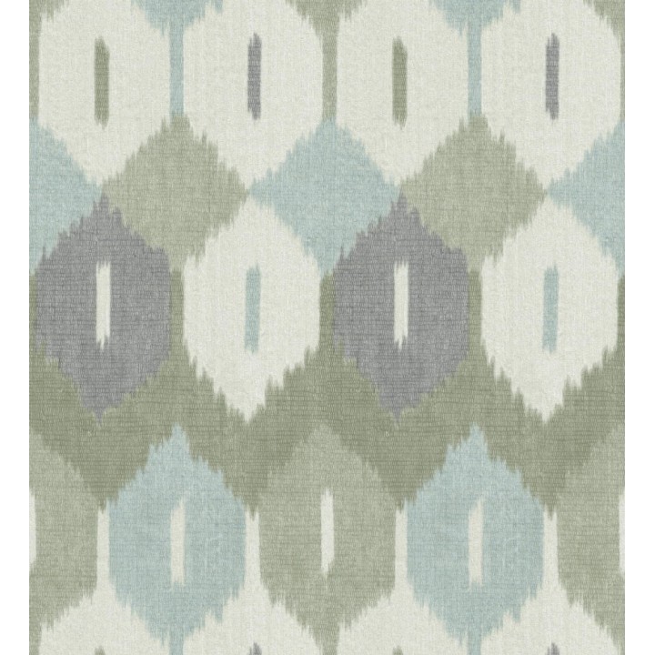 Papel pintado de rombos Ikat colores celeste y verde - Samarkand Ikat 683766