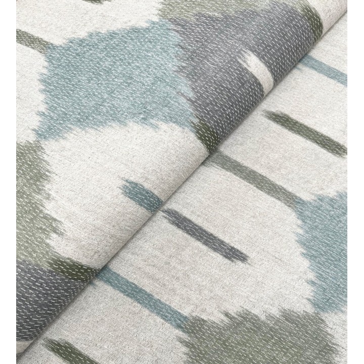 Papel pintado de rombos Ikat colores celeste y verde - Samarkand Ikat 683766