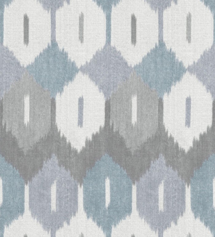 Papel pintado de rombos Ikat colores azul denim y gris carbón - Samarkand Ikat 683767