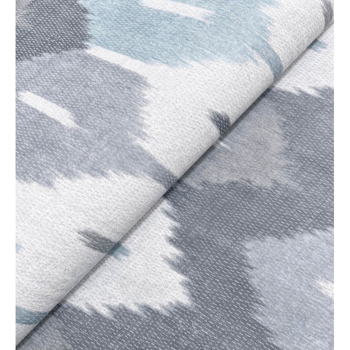 Papel pintado de rombos Ikat colores azul denim y gris carbón - Samarkand Ikat 683767