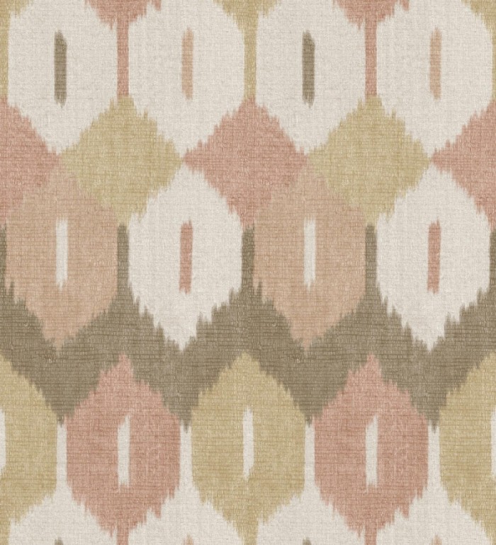 Papel pintado de rombos Ikat colores ocre y terracota suave - Samarkand Ikat 683768
