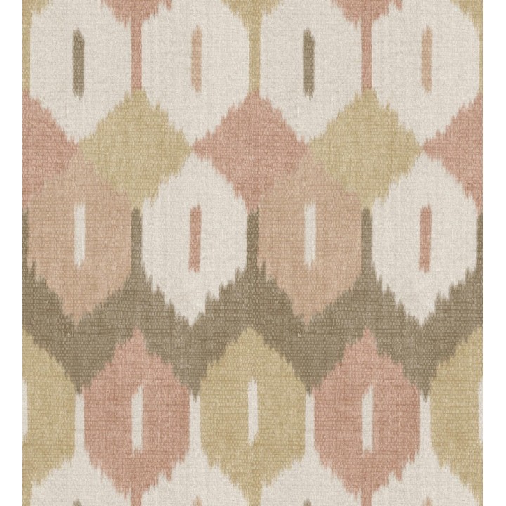 Papel pintado de rombos Ikat colores ocre y terracota suave - Samarkand Ikat 683768
