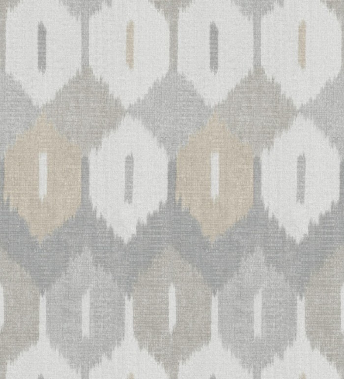 Papel pintado de rombos Ikat colores gris piedra y arena suave - Samarkand Ikat 683769