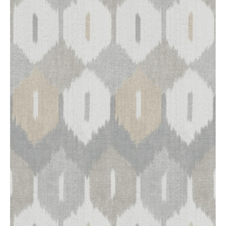 Papel pintado de rombos Ikat colores gris piedra y arena suave - Samarkand Ikat 683769