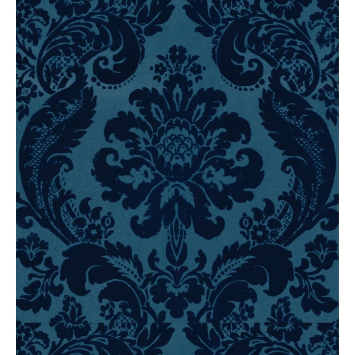 Papel pintado damasco en relieve con terciopelo color azul - Adagio 683771