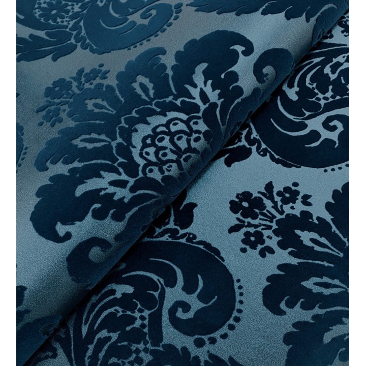 Papel pintado damasco en relieve con terciopelo color azul - Adagio 683771