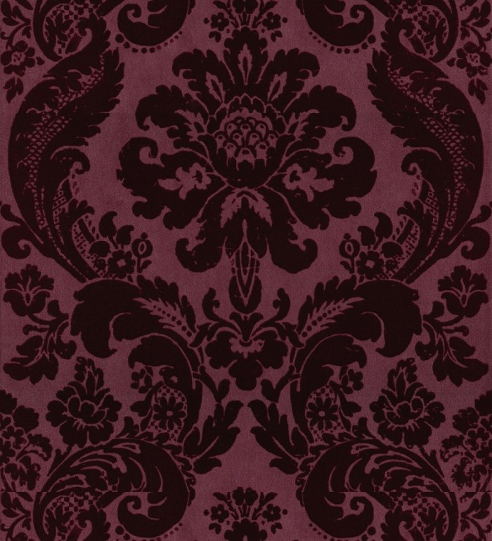 Papel pintado damasco en relieve con terciopelo color burdeos - Adagio 683772