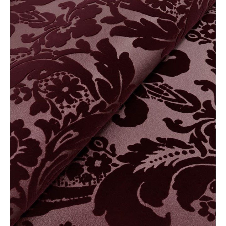 Papel pintado damasco en relieve con terciopelo color burdeos - Adagio 683772