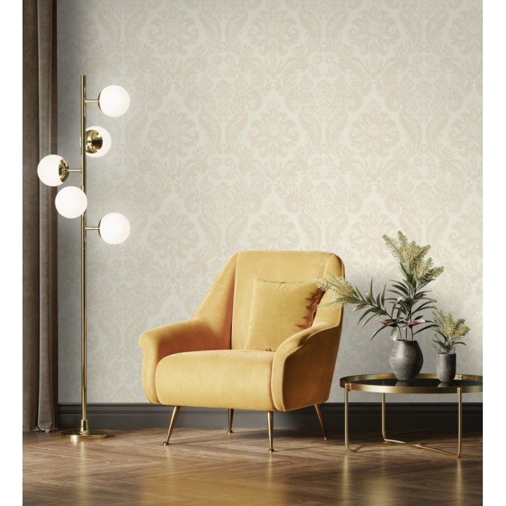 Papel pintado damasco en relieve con terciopelo color beige - Adagio 683773