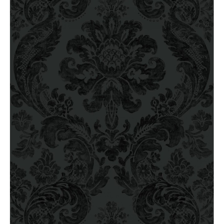 Papel pintado damasco en relieve con terciopelo color negro - Adagio 683774