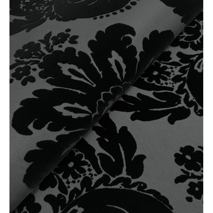 Papel pintado damasco en relieve con terciopelo color negro - Adagio 683774